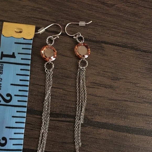 Chain chandelier earrings with Citrine color stone - Picture 3 of 3